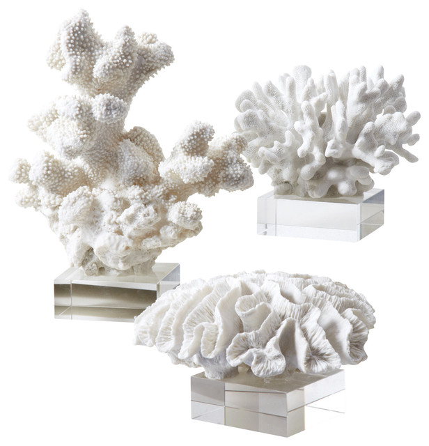 reef white coral sculptures set of 3 beach style reef white coral sculptures set of 3 beach style