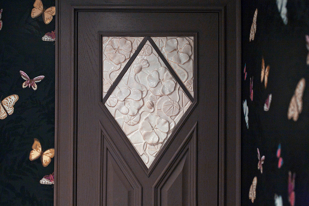 Дверные вставки с цветами настурции