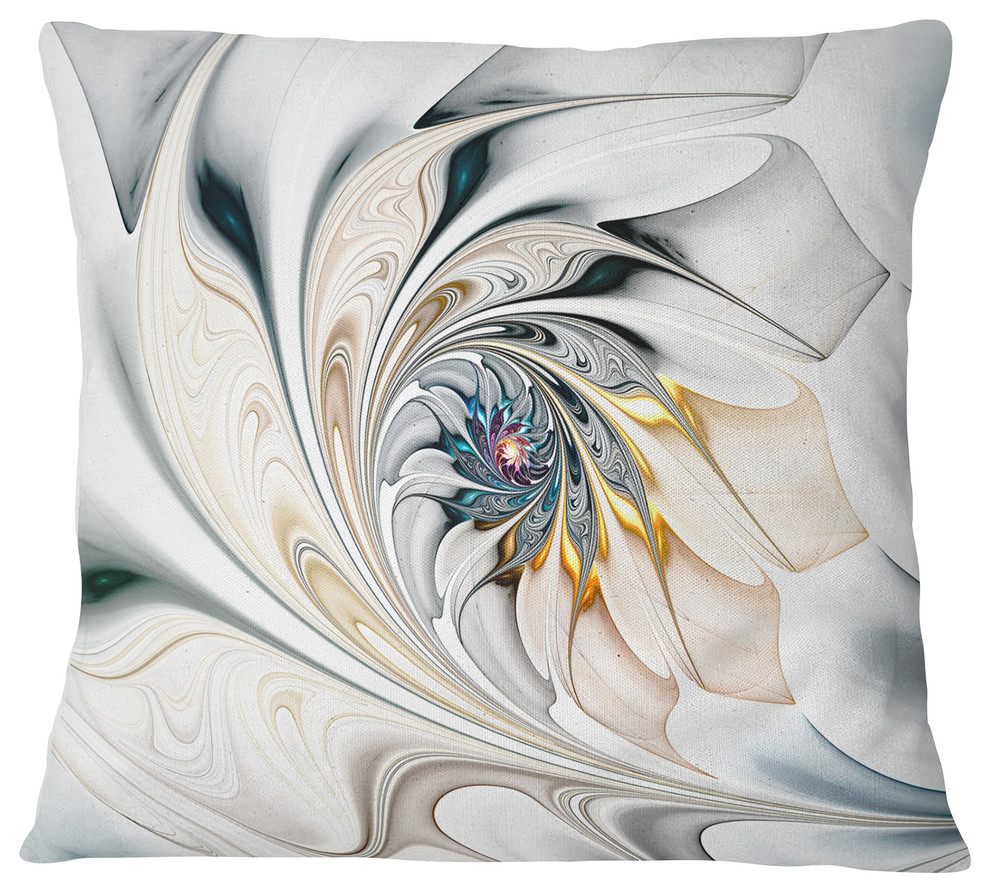 White Stained Glass Floral Art Floral Throw Pillow, 16"x16"