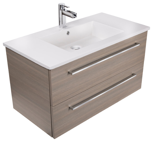 Ontario Textured Floating Bathroom Vanity White Contemporary Adderly 2 Drawer Wall Mounted Vanity Aria 36