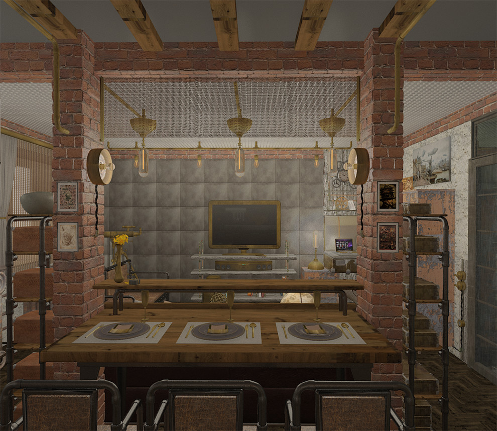 Гостиная студия в стиле Стимпанк.