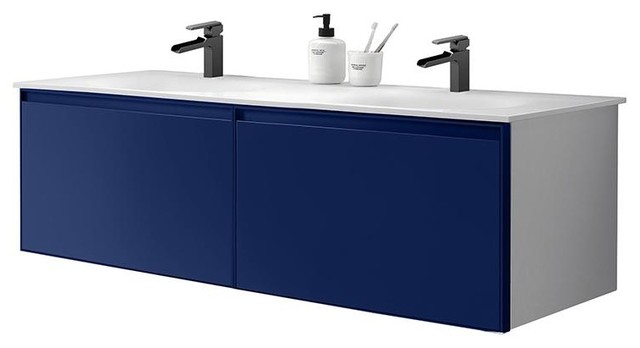 Modern Gray Blue Bathroom Vanity