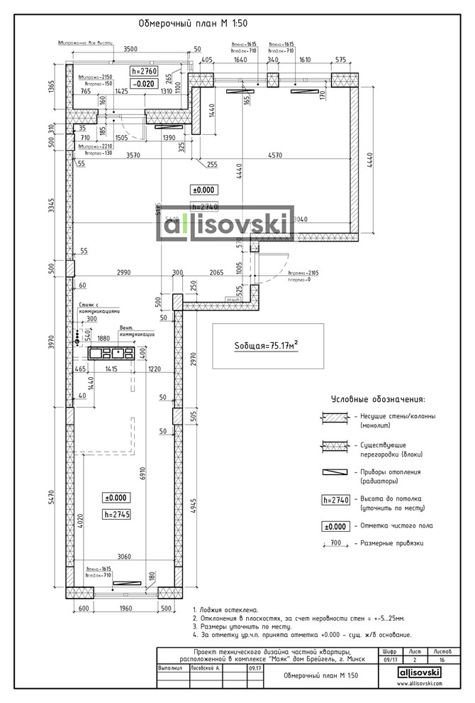 Проект технического дизайна для квартиры в Минске