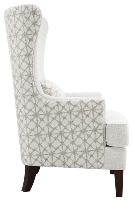 Pemberly Row Upholstered Fabric Accent Chair with Wingback in Latte ...