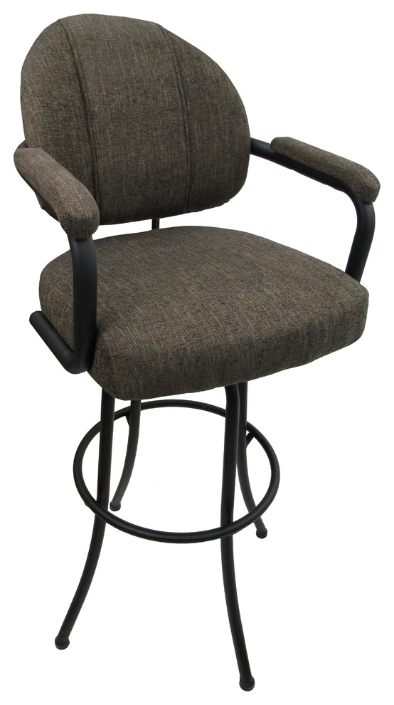 Extra Tall Spectator Swivel Bar Stool, Sanora Brown, Brown Metal Frame