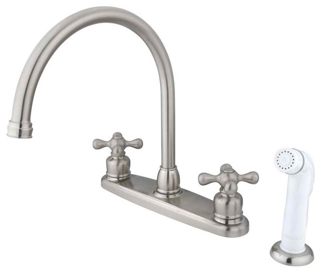 Kingston Brass Vintage Double Handle Goose Neck Kitchen Faucet With