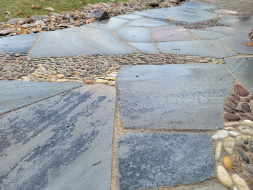 Stylized Natural Garden W/ Flagstone Mosaic Accented Walkway