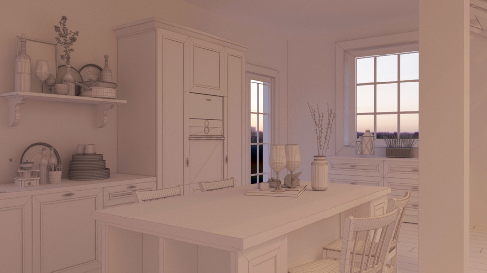 Дача в Кстовском районе.Эскизный вариант кухни.