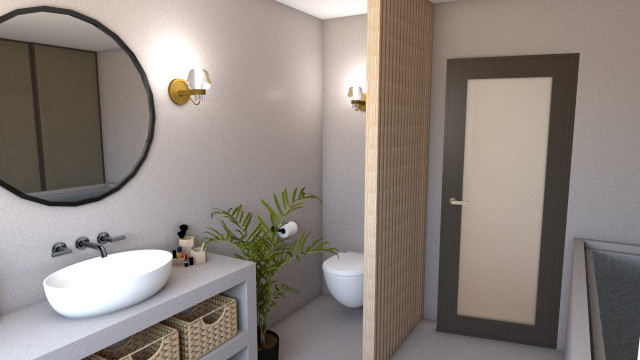 1 Bedroom Apartment 3D Visualisations skandinavisk-badevaerelse