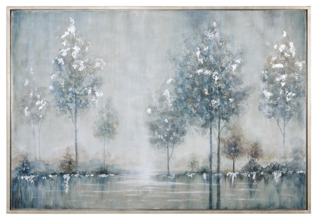 Uttermost Walk In The Meadow Landscape Art in Silver Leaf Gallery Frame