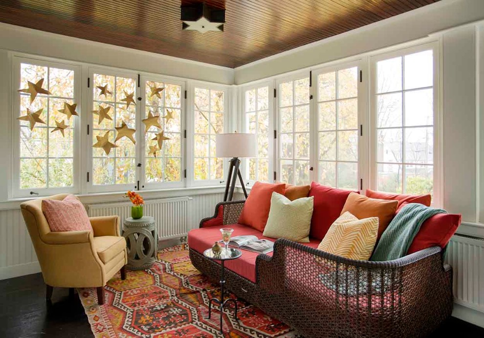 Design ideas for an eclectic sunroom in Boston.