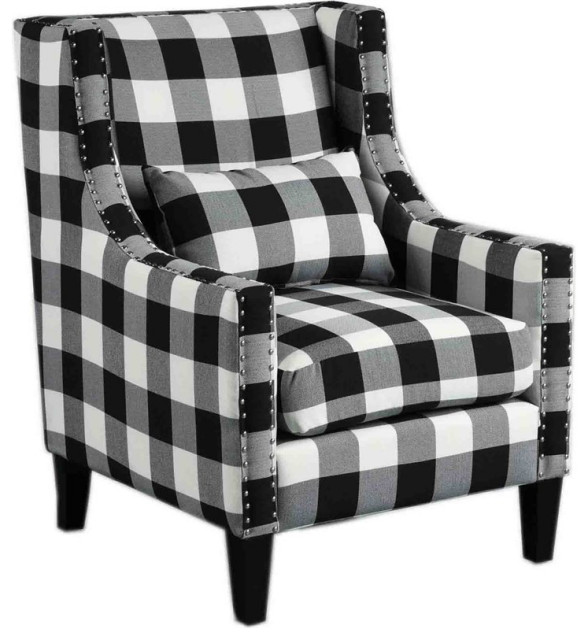 Best Master Furniture Glenn 20" Transitional Fabric Arm Chair in Black/White