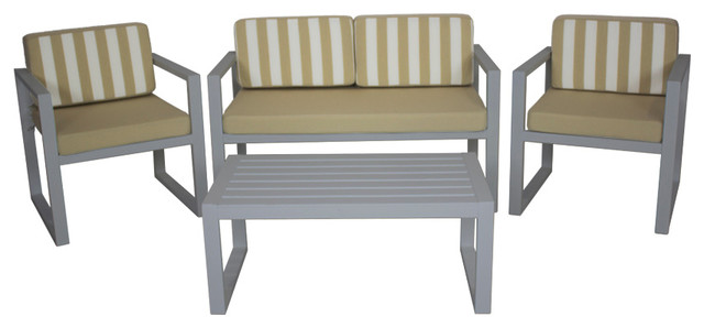 Outdoor 4-Piece Munich Furniture Set With 2-Seater Sofa, Silver