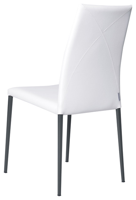 Vega Contemporary Leather Chair, White and Graphite