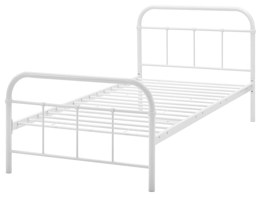 Country Farm Platform Bed Frame, Metal Steel Stainless Steel