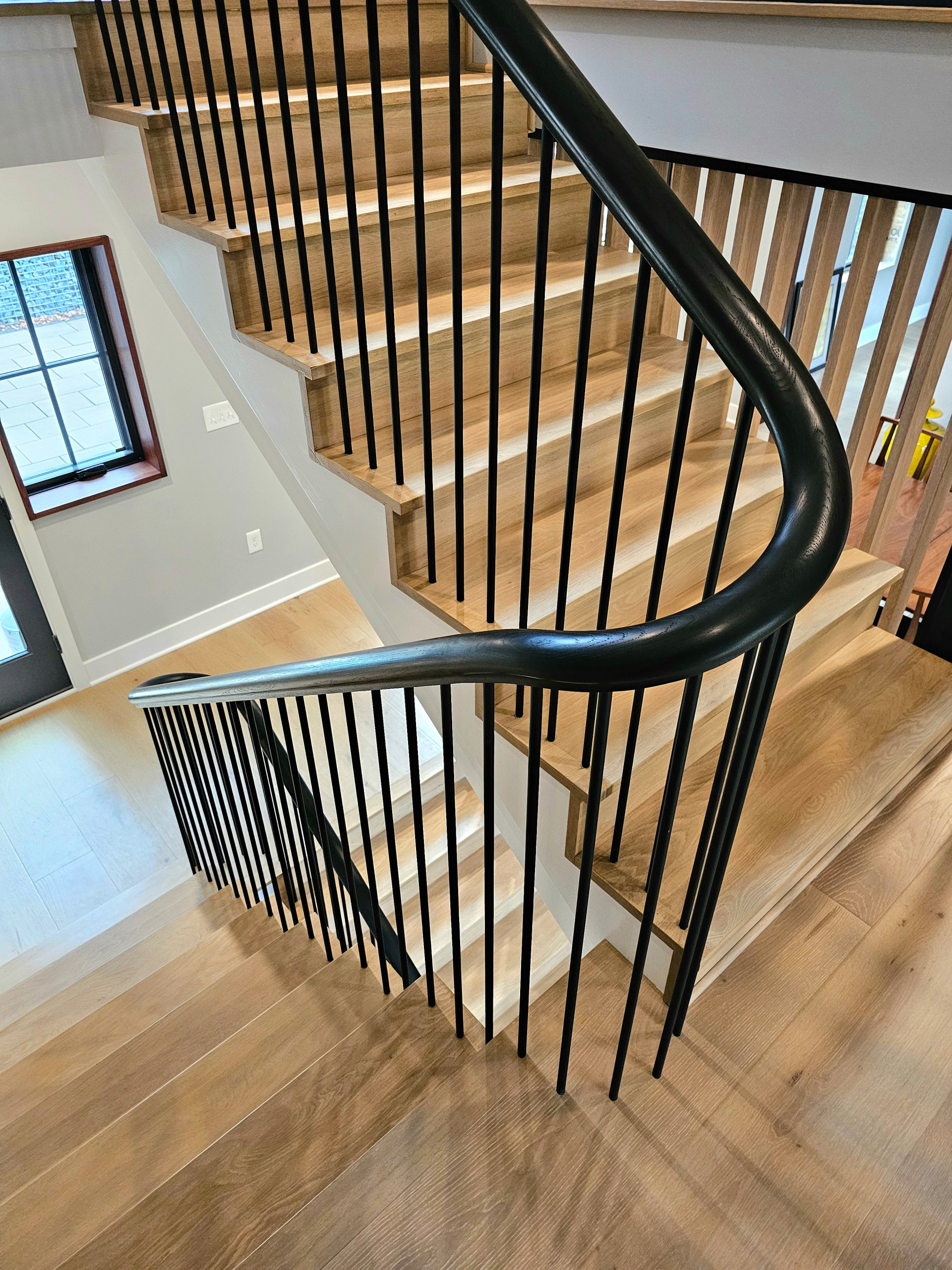 115_Stunning Continuous Rail System on 3 Story Floating Stairs; Arlington, VA 22