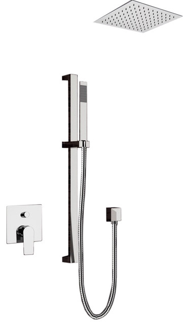 Chrome Shower System With 13 Rain Ceiling Mount Shower Head And