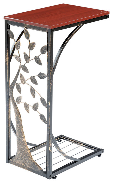Sofa Side End Table Metal Tree Design With Wood Top C Shaped Tv Sofa Side End Table Metal Tree Design With Wood Top C Shaped Tv Tray Transitional Tables And By Universal Direct Brands
