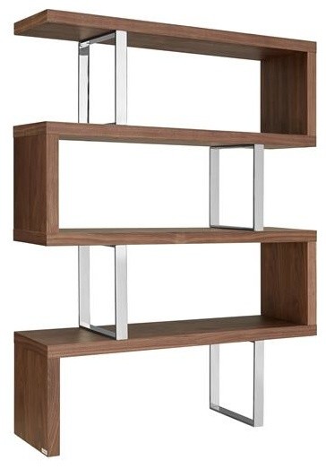 Eye Catching Walnut Stainless Steel, Stainless Steel Bookcase