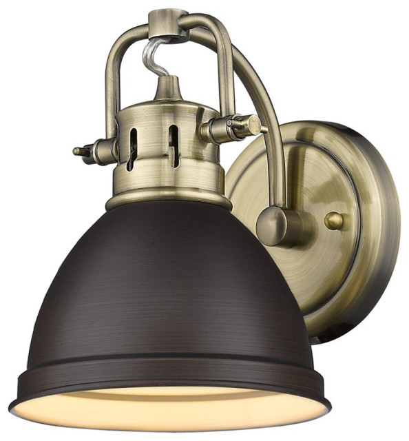 Golden Duncan 1-LT Bath Vanity Light 3602-BA1 AB-RBZ, Aged Brass