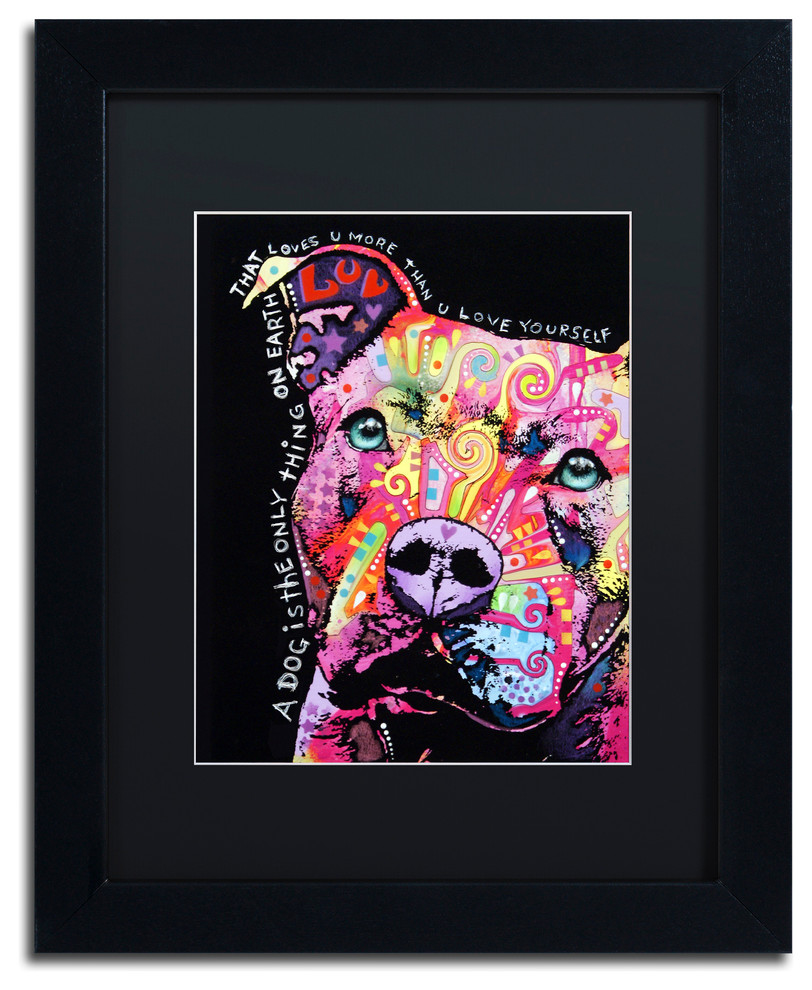 Dean Russo 'Thoughtful Pit Bull' Framed Art, 11"x14" Traditional