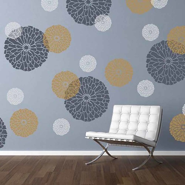 Summer Blossom Wall Art Stencil Contemporary Wall Stencils by