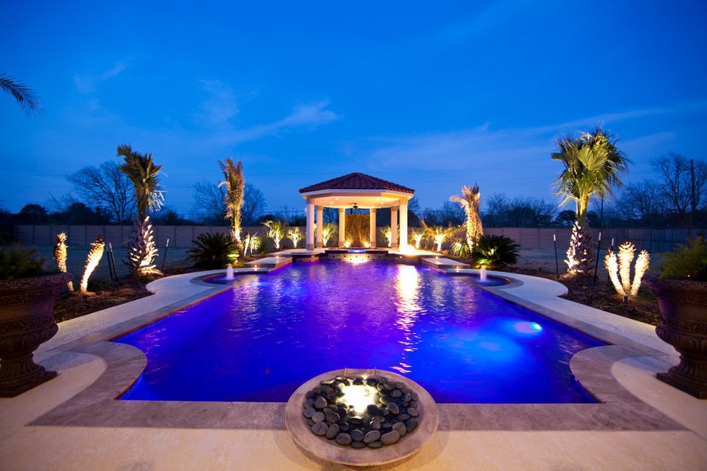 Inspiration for a mediterranean pool in Houston.