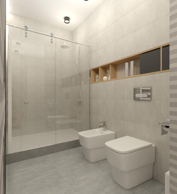 Стильная ванная в светлых тонах