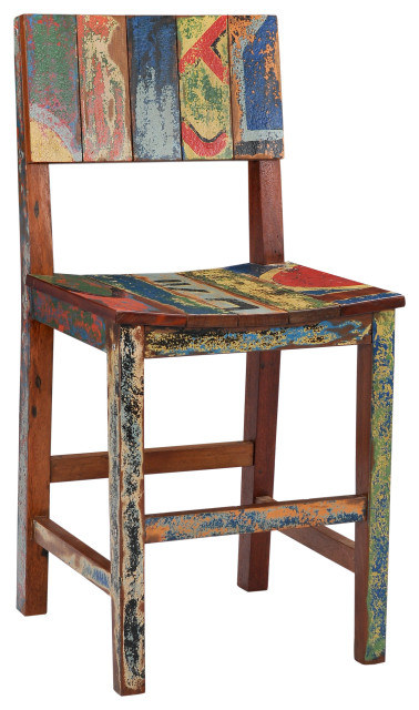 Marina Del Rey Counter Stool Chair made from Recycled Teak Wood Boats