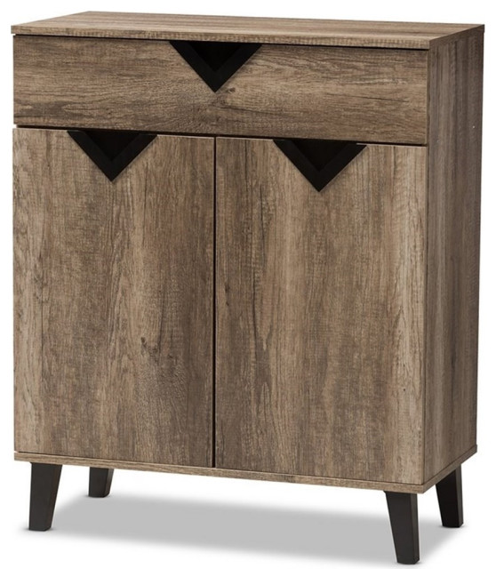 Bowery Hill Contemporary Shoe Cabinet in Light Brown