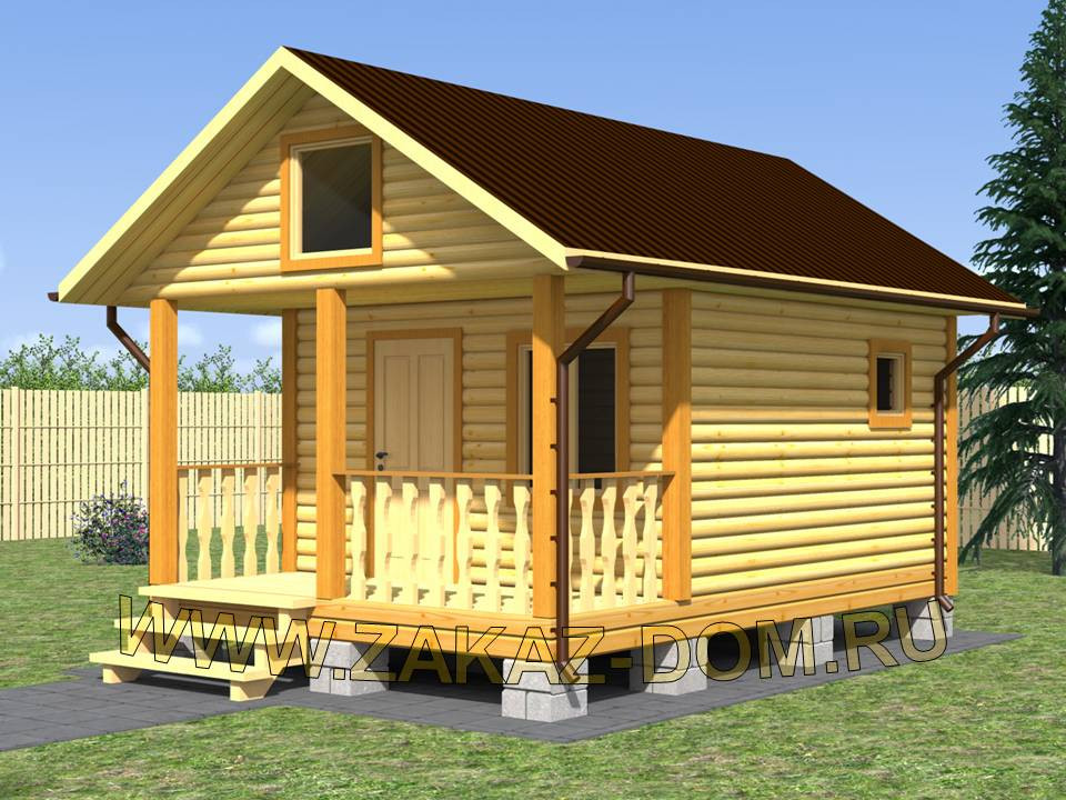 Проект одноэтажной бани из бруса (4х6 м) : Б-100