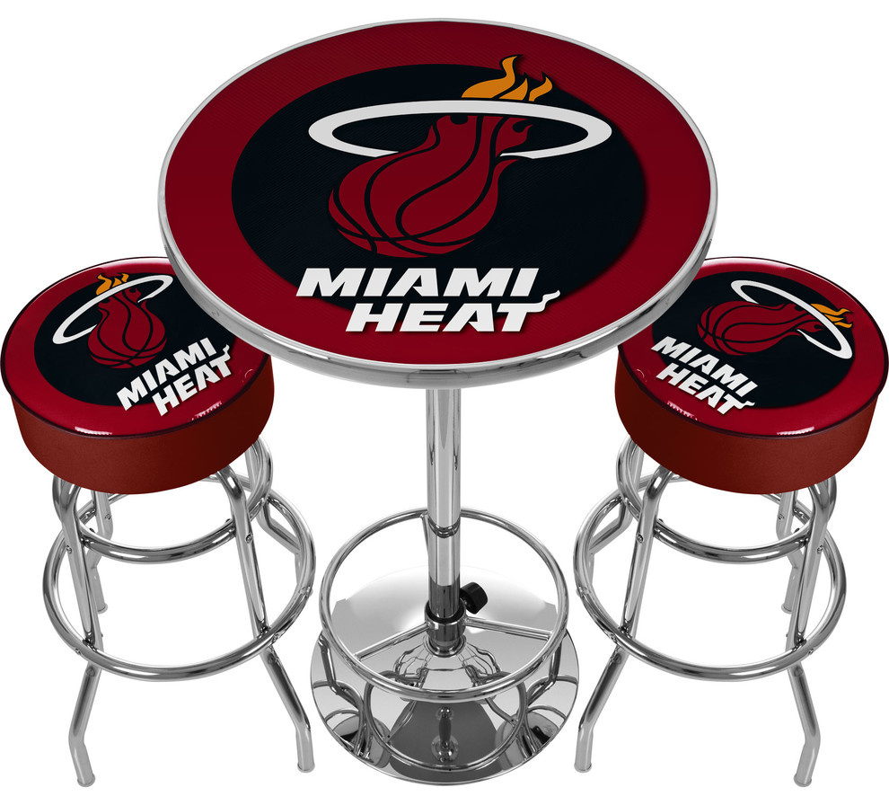 Ultimate NBA Miami Heat Gameroom Combo-2 Bar Stools & Table