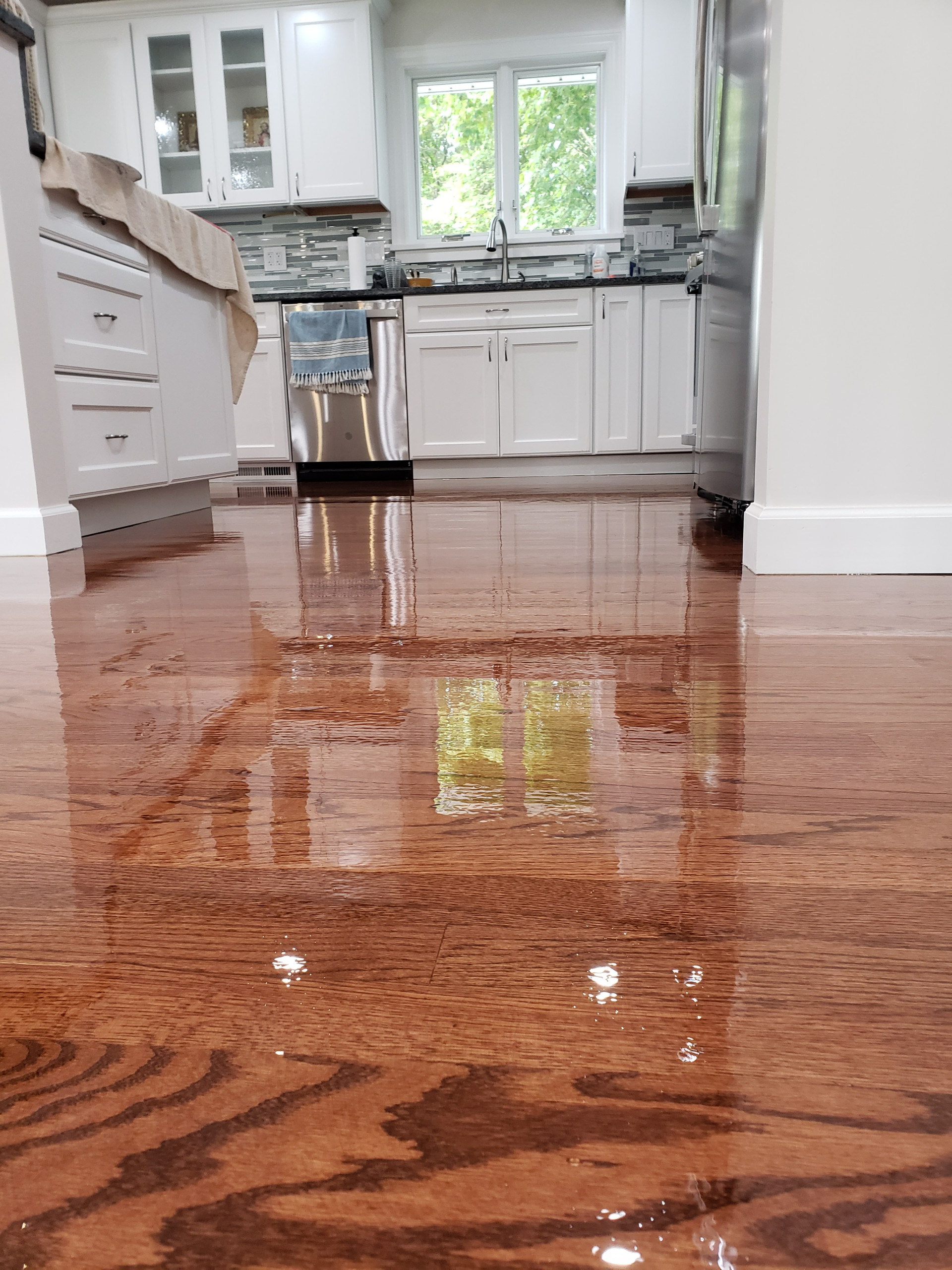 Barrington,  Early American on red oak , polyurethane matte finish