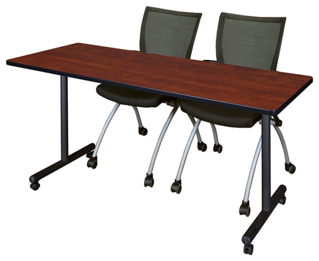 60 X 24 Kobe Mobile Training Table Cherry 2 Apprentice Chairs