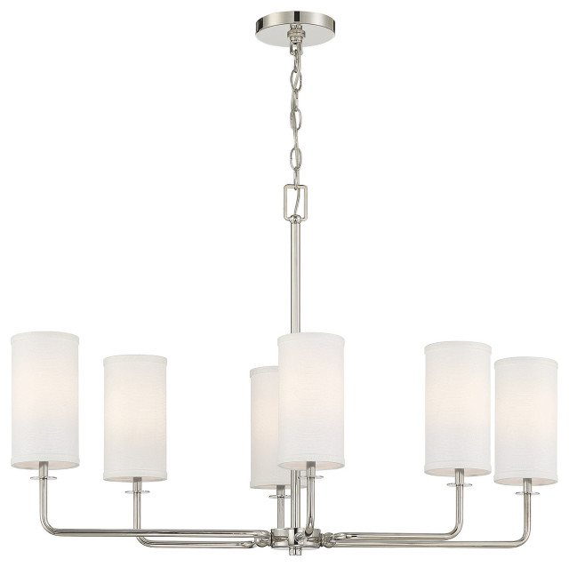 Powell 6Light Linear Chandelier, Polished Nickel Transitional