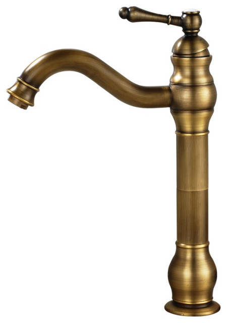 Fontana Single Hole Tall Antique Brass Bathroom Sink Faucet