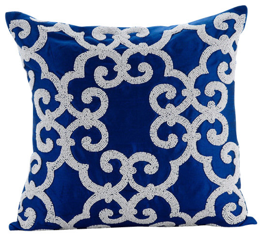 arabic pattern blue accent pillows art silk 16x16 pillow covers royal arabic contemporary - Blue Decorative Pillows arabic pattern blue accent pillows art silk 16x16 pillow covers royal arabic contemporary - Blue Decorative Pillows