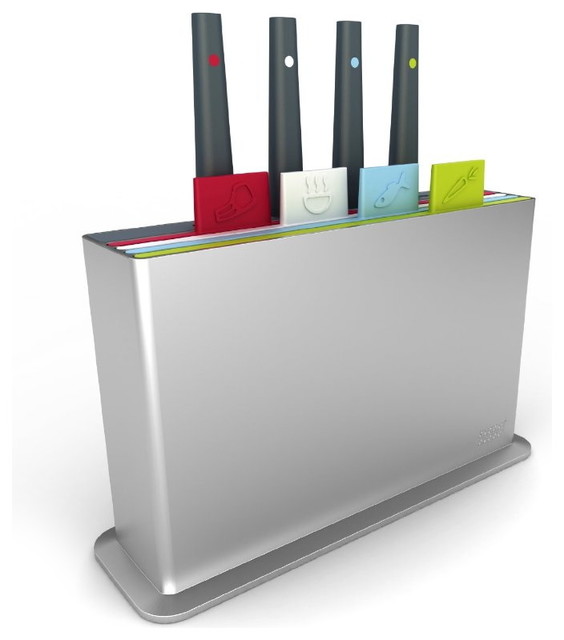 Joseph Joseph Silver Index Cutting Boards with Knives Transitional