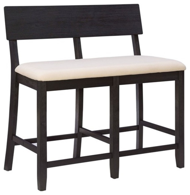 Linon Jordan Wood 25" Counter Height Dining Bench in Dark Charcoal Gray ...