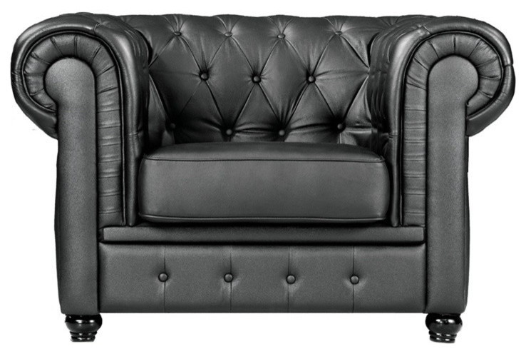 Modern Leather Chesterfield Chair, Black Leather Chesterfield Sofa Set