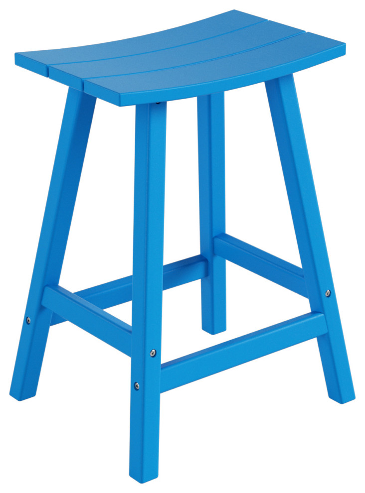 WestinTrends 24" Outdoor Patio Adirondack Plastic Counter Stool, Saddle Seat, Pacific Blue