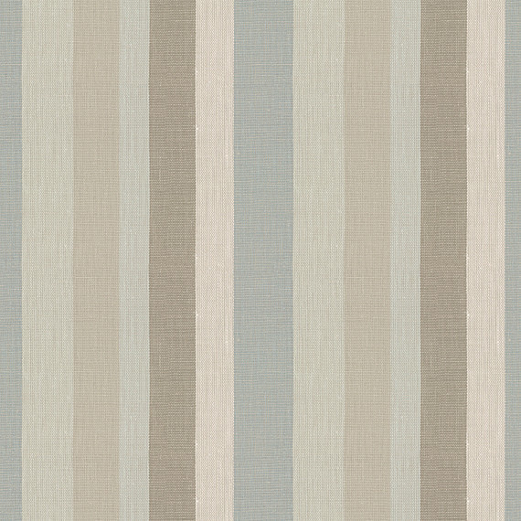 Soft Aqua and Tan Linen Stripe Fabric