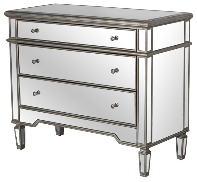 3 Drawer Mirrored Chest Cary Traditional Accent Chests And