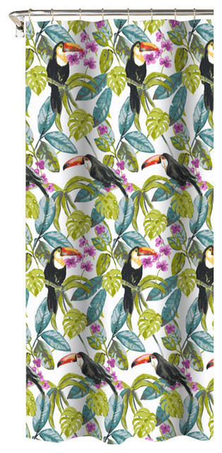 Tropical Toucans Print 100 Cotton Textured Fabric Shower Tropical Toucans Print 100 Cotton