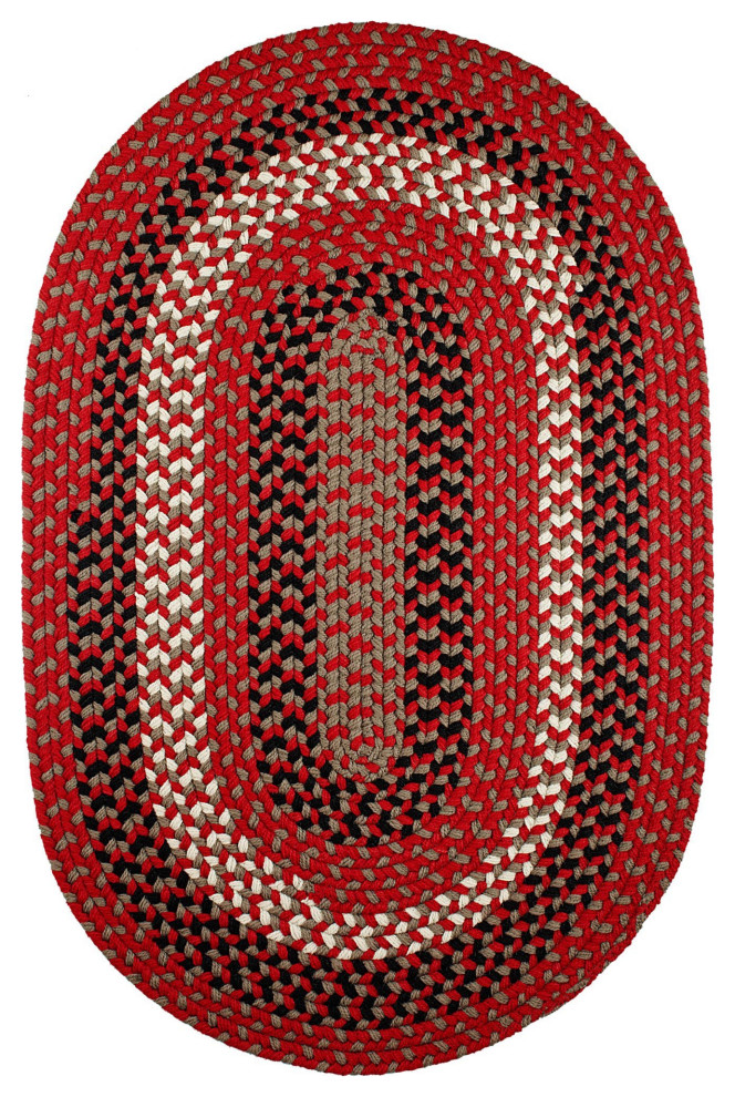 Homespun Kitchen Easy Clean Braided Rug, 7'x9' Oval Contemporary Outdoor Rugs by Super