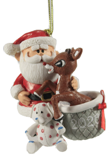 Holiday Ornament 2020 Rudolph and Santa Ornament Red Nosed Reindeer ...