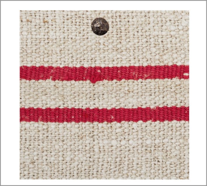 Vintage Grain Sack Fabric, Red Stripe