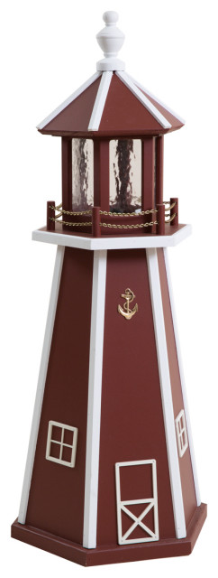 Outdoor Wooden Lighthouse Lawn Ornament, 3 Foot - Beach Style - Garden ...