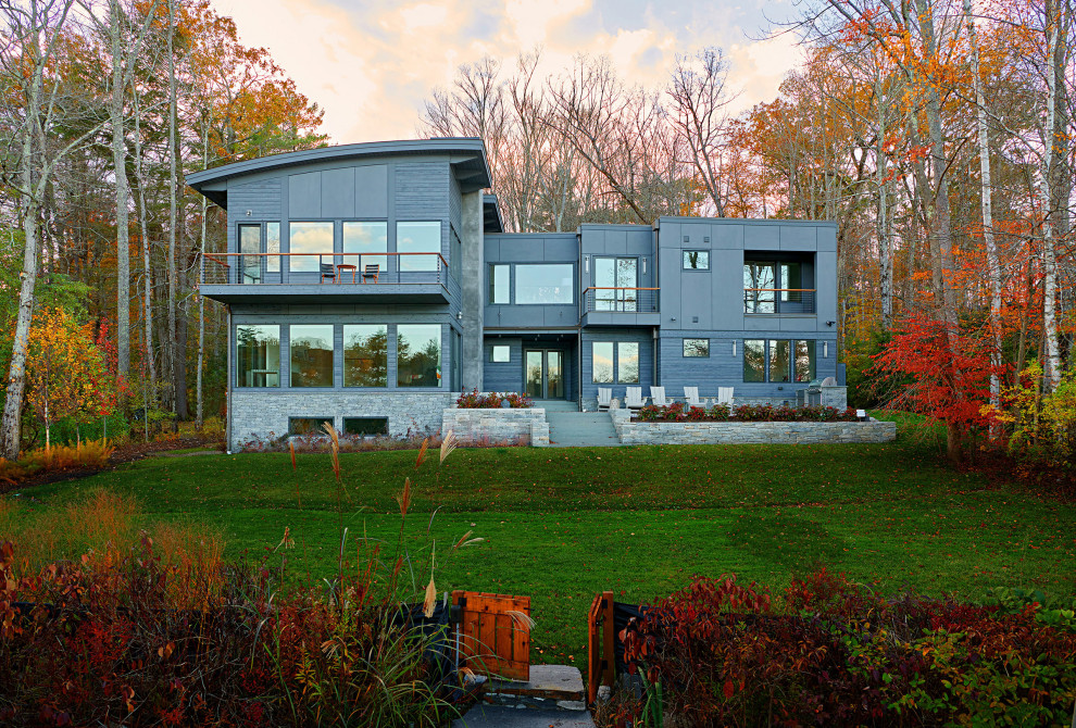Example of a minimalist exterior home design in Boston