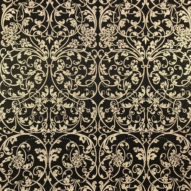 8545-10 Black Gold Damask Wallpaper - Traditional - Wallpaper - by